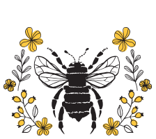 Dessin abeille fleurs